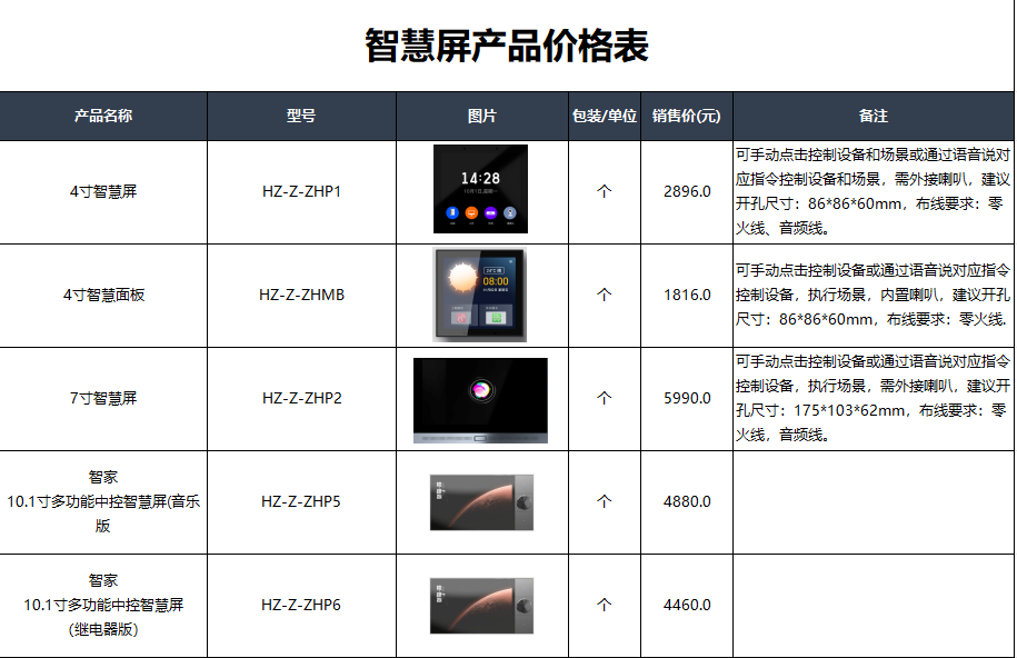 重要通知！汉的智家系列产品智慧中控屏价格调整。