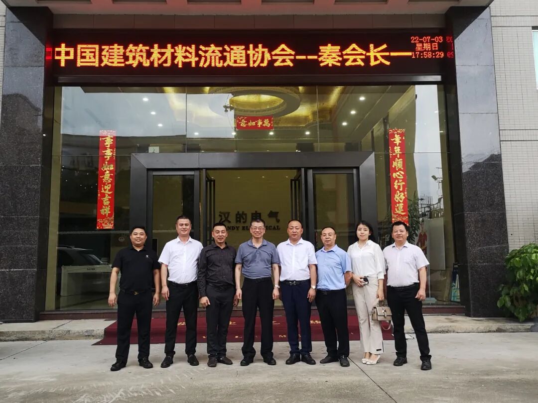 中国建筑材料流通协会会长秦占学、执委副会长李作奇一行莅临汉的电气考察指导工作